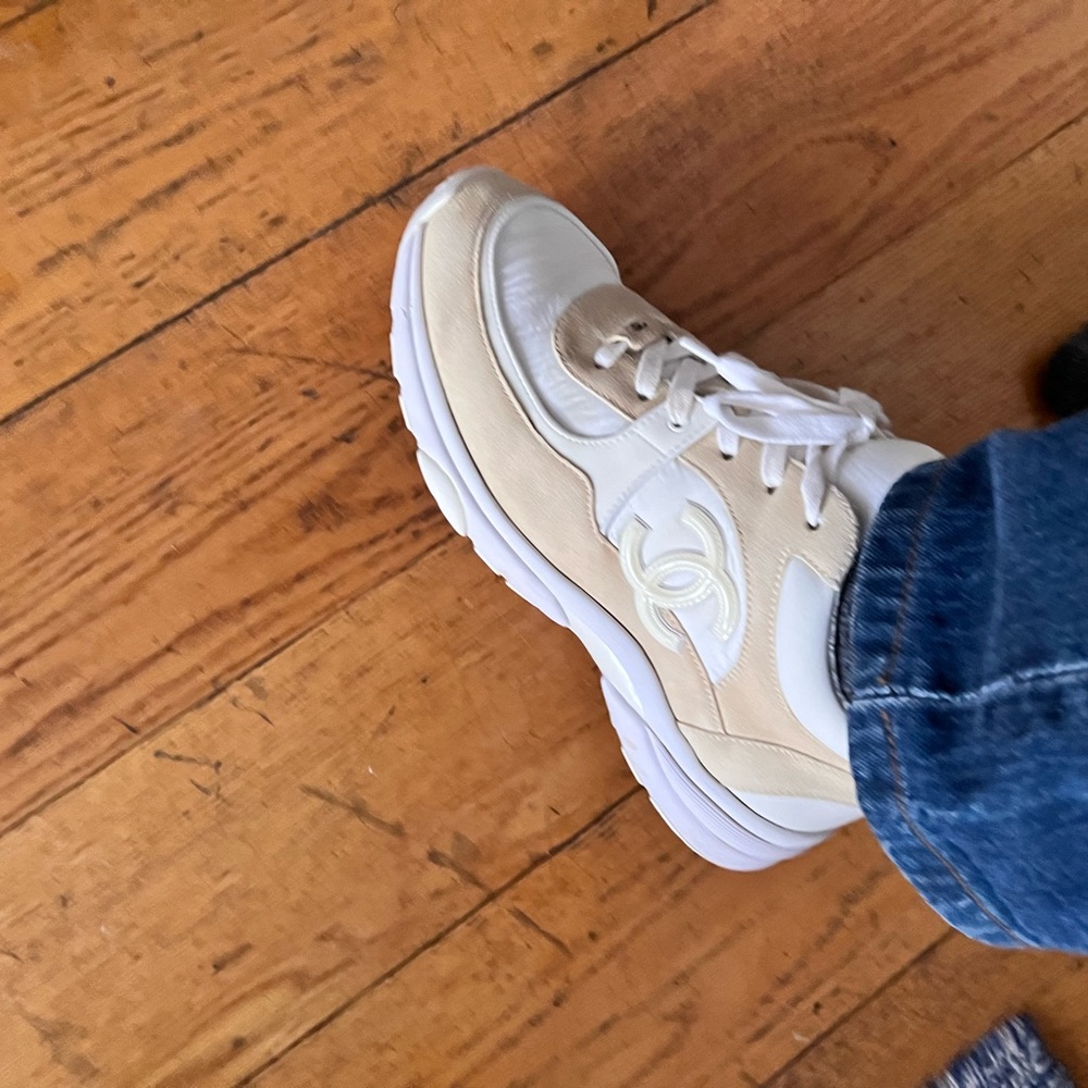 Chanel yellow/beige sneakers , size 39.5, good condition